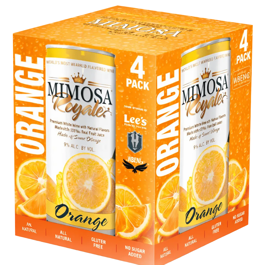 Mimosa Royale Orange Pack4 , mix of different Muscat Wines, blended with only the best 100% Natural Orange Juice, 355 mL, 9% ABV - Terra Global Beverages