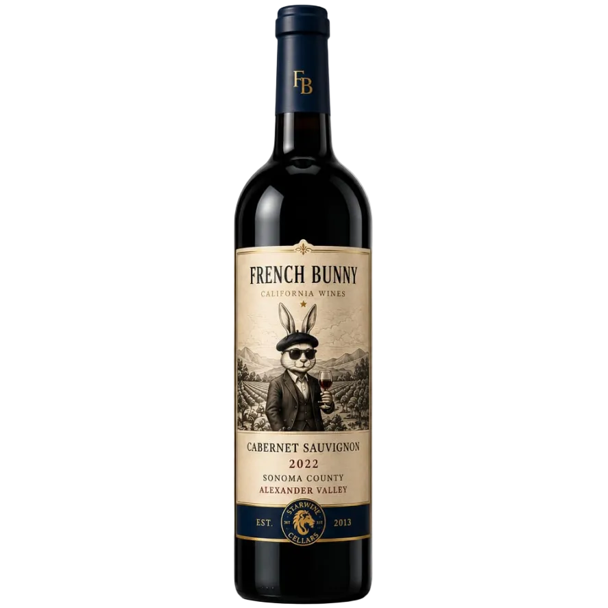 California Wine, French Bunny, Cabernet Sauvignon 2022, Sonoma County, Alexander Valley 750 mL,  XX %