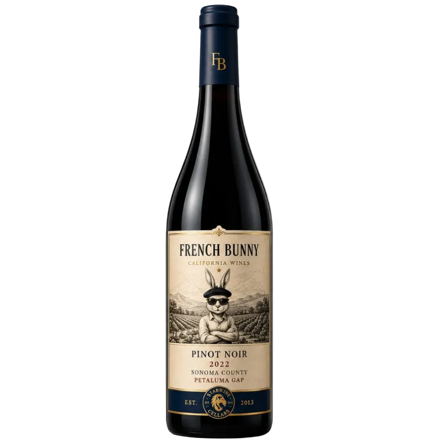 California Wine, French Bunny, Pinot Noir  2022, Sonoma County, Petaluma Gap,  750 mL,  XX %