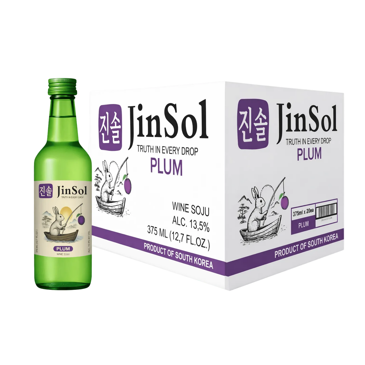 JinSol PLUM Korean Soju, 375 mL