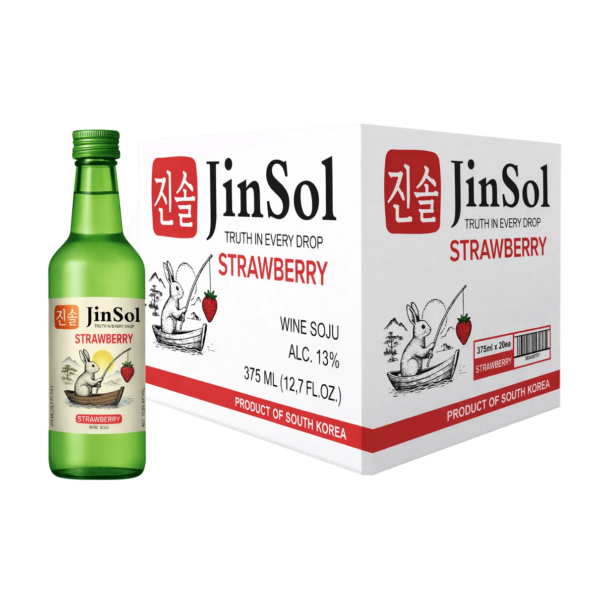 JinSol STRAWBERRY Korean Soju, 375 mL
