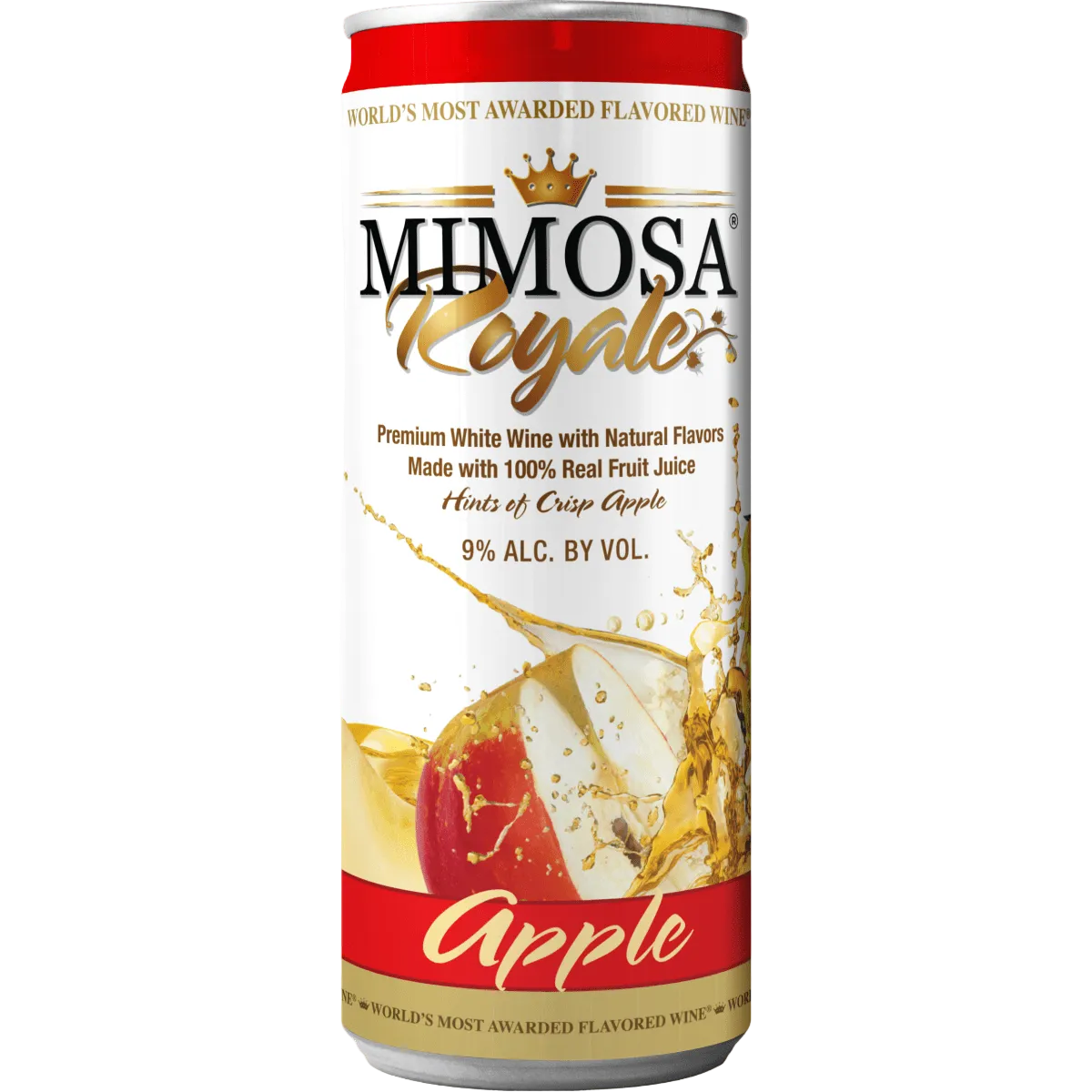 Mimosa Royale Apple Pack 4 , mix of different Muscat Wines, blended with only the best 100% Natural Crisp Red Apples Juice, 355 mL, 9% ABV - Terra Global Beverages
