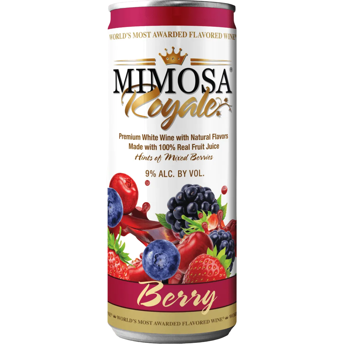 Mimosa Royale Berry Pack 4 , mix of different Muscat Wines, blended with only the best 100% Natural Fresh Straberry, Blueberry and Raspberry, 355 mL, 9% ABV - Terra Global Beverages