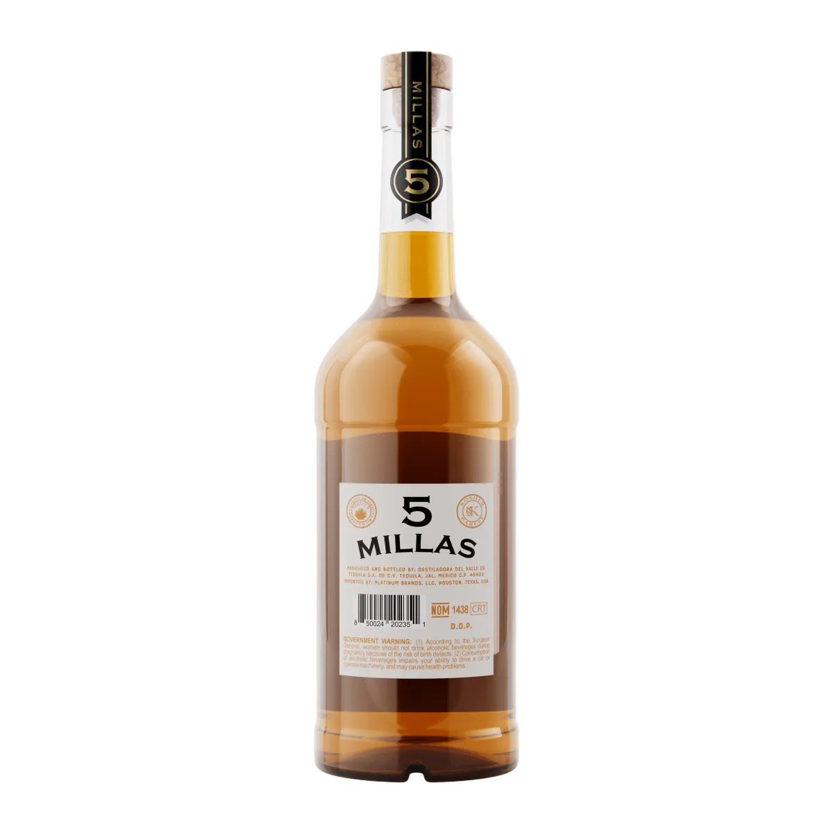 Tequila 5 Millas, 100% Agave, Anejo, 750 mL 40% - Terra Global Beverages
