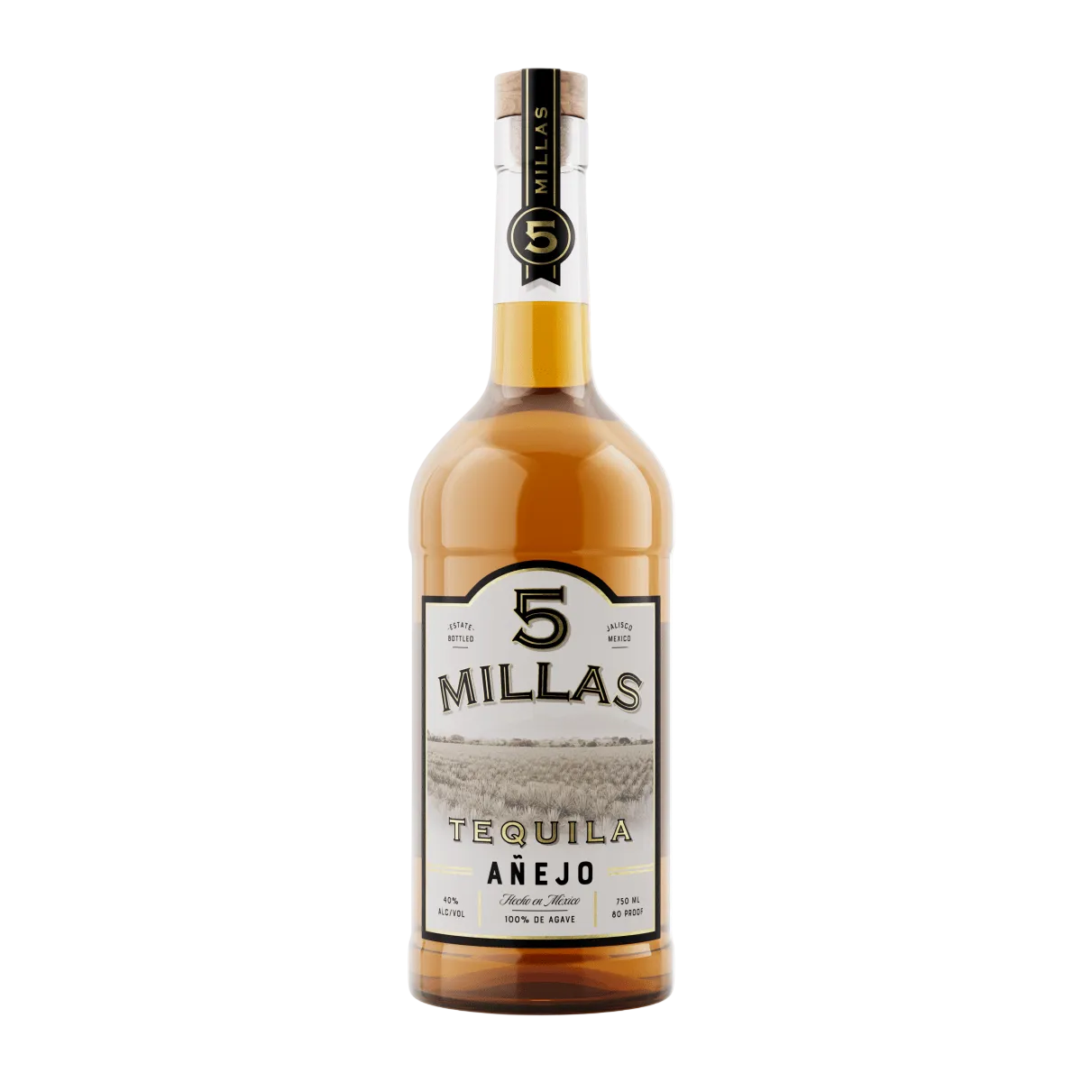 Tequila 5 Millas, 100% Agave, Anejo, 750 mL 40% - Terra Global Beverages