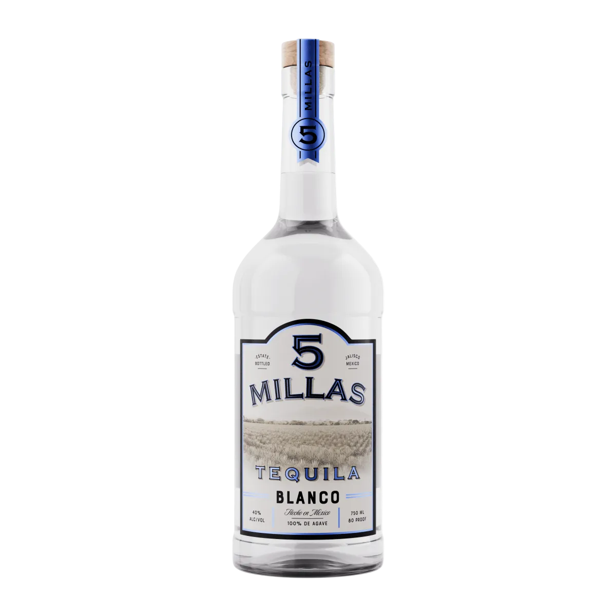 Tequila 5 Millas, 100% Agave, Blanco, 750 mL , 40% - Terra Global Beverages