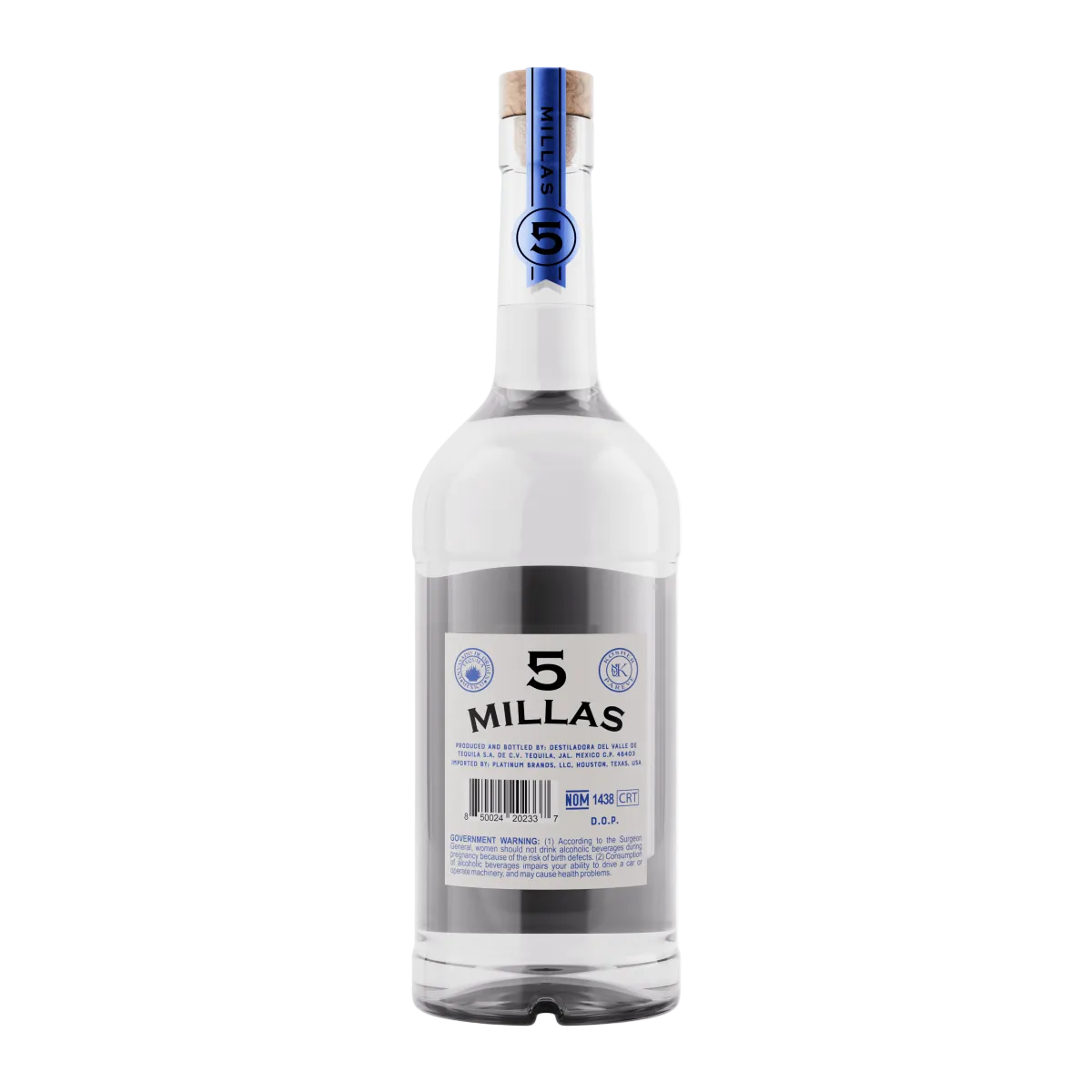 Tequila 5 Millas, 100% Agave, Blanco, 750 mL , 40% - Terra Global Beverages