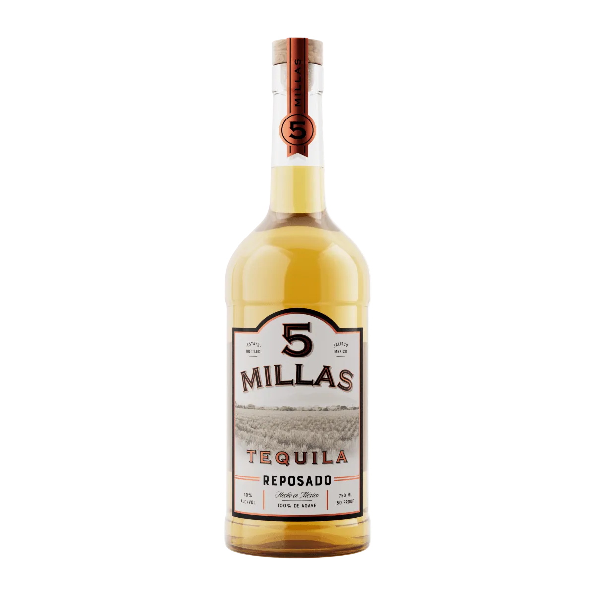 Tequila 5 Millas, 100% Agave, Reposado, 750 mL , 40% - Terra Global Beverages